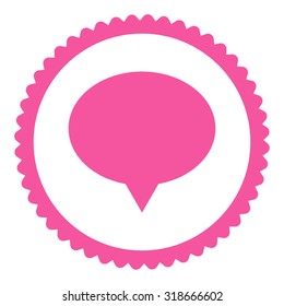 Banner round stamp icon. This flat vector symbol is drawn with pink color on a white background.