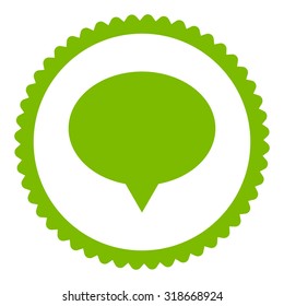 Banner round stamp icon. This flat vector symbol is drawn with eco green color on a white background.