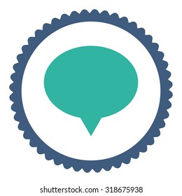 Banner round stamp icon. This flat vector symbol is drawn with cobalt and cyan colors on a white background.