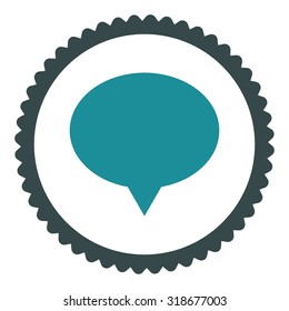 Banner round stamp icon. This flat vector symbol is drawn with soft blue colors on a white background.