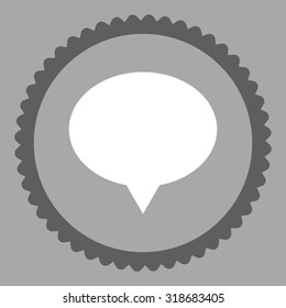 Banner round stamp icon. This flat vector symbol is drawn with dark gray and white colors on a silver background.