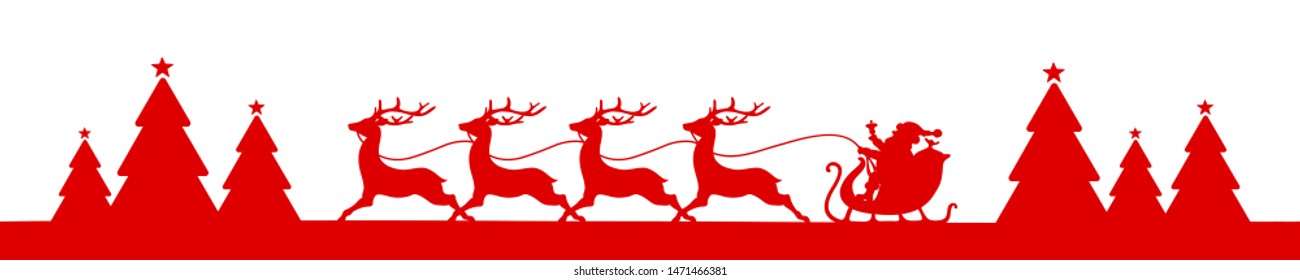 Banner Running Christmas Sleigh With Forest Red