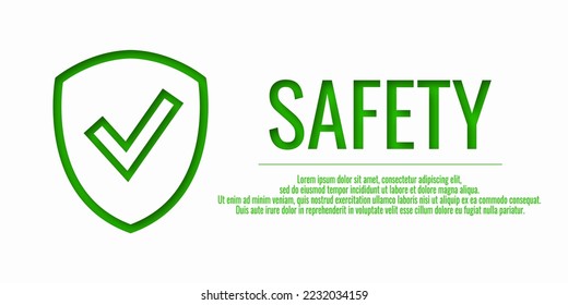 Banner safety first. Vector illustration with word SAFETY on a white background. Place for your text.