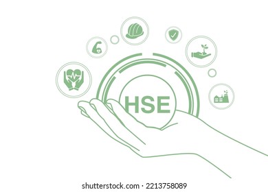 Banner Safety, Health, Environment . or HSE Concept . Is the responsibility or agency concerning occupational health, safety and environment within the factory. (illustration. vector. flat, clip art).