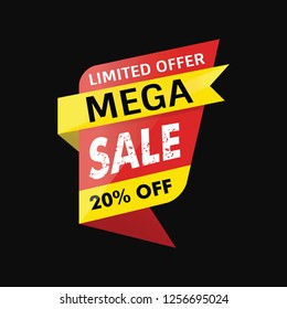 Banner Sale 20% Off Black Background.