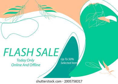 banner sale 50% design with attractive doodle background pastel colored suitable for all stores, vector illustration EPS
