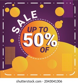 Banner of sale up to  50 % off com fundo abstrato 