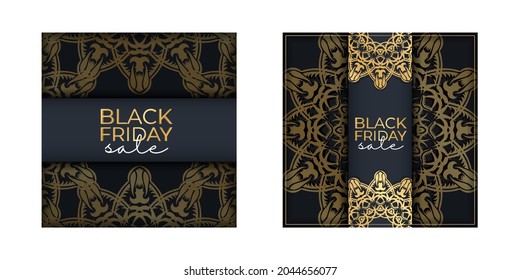 Banner Sale Black Friday Dark Blue with Greek Gold Ornament