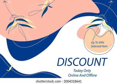 Banner sale design 50% attractive pastel colored with doodle hand drawn floral theme suitable for all stores, vector illustration EPS
