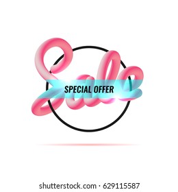 Banner sale. Geometric figure. Blend letters.