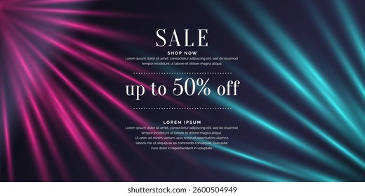 A banner for the sale of goods and services. An advertising poster for the store. Beautiful stylish background in a modern style with simple geometric elements and shapes. A template for placing text.
