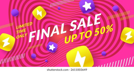 A banner for the sale of goods and services. An advertising poster for the store. Beautiful stylish background in a modern style with simple geometric elements and shapes. A template for placing text.