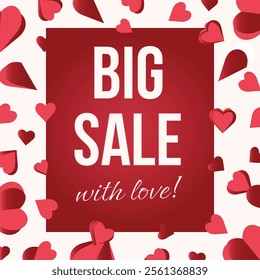 Banner sale with hearts, sale, love, with love, red hearts