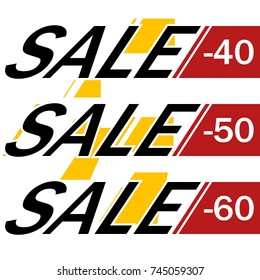 Banner sale price tags on a white background on the day of a black Friday