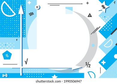 Banner for sale of school supplies. Background illustration of math symbols and formulas for presentation slide in mathematics. Abstract geometric background in flat design. Cover for school notebook