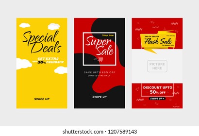 Banner sale swipe up for story template.vector illustration