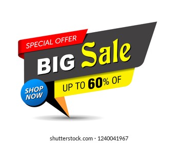 Banner, Sale banner template design, Big sale special offer. Vector illustration.