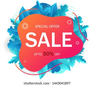 Banner of sale for website. Autumn sale abstract geometric  background. Sale promotional material with liquid shape. Design for mobile apps, banner, poster, ad,brochure, flyer, website.  vector eps10