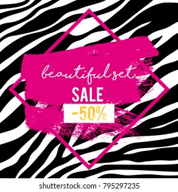 Banner for sale with zebra print, editable vector