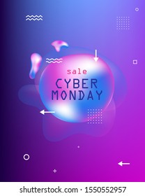 Banner of Sales. Black Friday, Cyber Monday and Autumn Sale. Liquid vector colorful shapes. Abstract modern graphic elements on the dark background. Vector Illustration