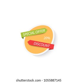 Banner sales discount special offer on white background. Vector illustration .