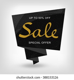 Banner sales on black asphalt abstract background. Hand drawn lettering. Sale background for flyer, poster, shopping, for sale sign, discount, marketing, selling, banner, web, header.
