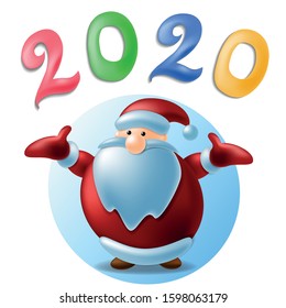 banner with Santa Claus and Happy New Year 2020. Vector illustration. 