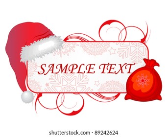 Banner with Santa hat and Santa Sack.
