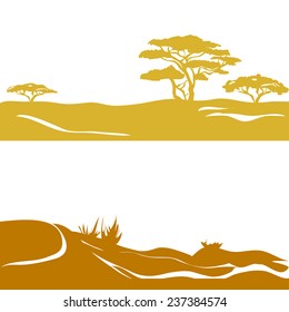 banner with savanna and desert. vector illustration