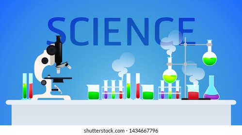 Banner science,Test tube on the table,Science lab