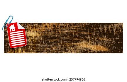 banner with scratches background and document and home icon