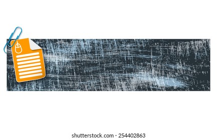 banner with scratches background and document and mouse icon