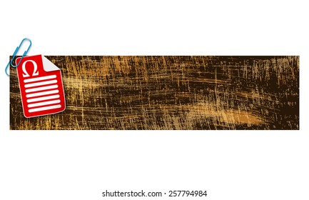 banner with scratches background and document and omega symbol