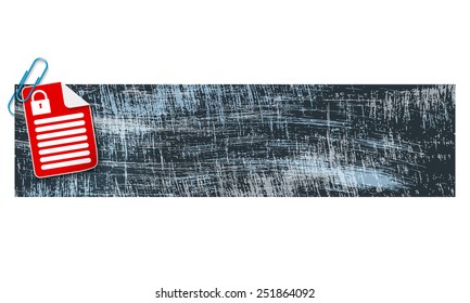 banner with scratches background and document and padlock