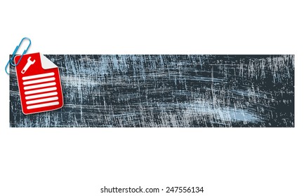 banner with scratches background and document and spanner