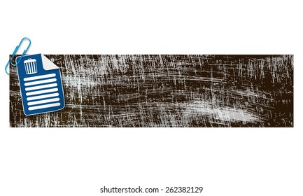 banner with scratches background and document and trashcan