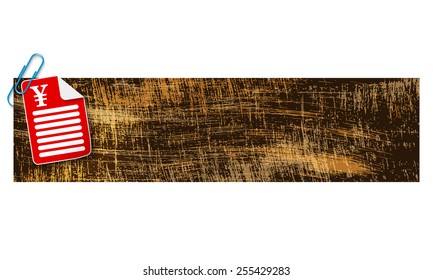 banner with scratches background and document and yen symbol