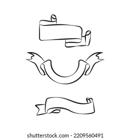 Banner scroll ribbon outline drawing vector art