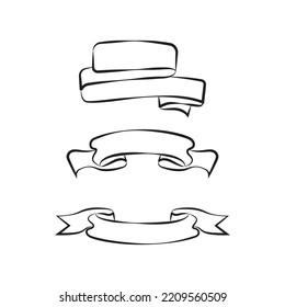 Banner scroll ribbon outline drawing vector illustration