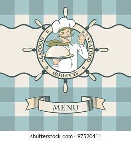 Banner for seafood with chef