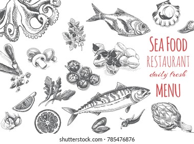 Banner seafood restaurant menu. 