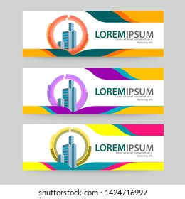 banner set with 3 options colour, can be used for workflow layout, diagram, website, corporate report, advertising, marketing. vector illustration.