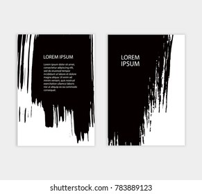 Banner set in a4 size with black ink strokes, vector eps 10