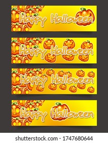 Halloween de fondo conjunto de banderas , Fondo Halloween de ilustración vectorial