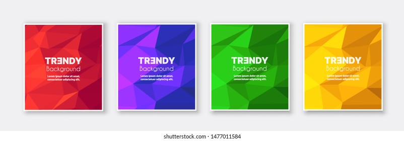 Banner set collection flyer of abstract triangular geometric for template page frame sale business card. Trendy cover illustration of vector backdrop. Colorful pattern with clipping mask