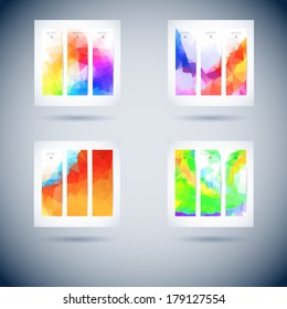 banner set of conceptual vector straight banner with polygon item template for design banner line water group rainbow colourful abstract background scene pile colorful digital glass ripple cloud moder