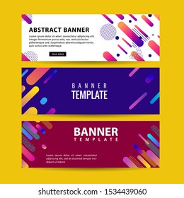 banner set design with geometric rounded lines pattern template