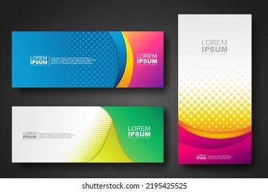 Banner set design template in trendy dynamic gradient colors with halftone effect on abstract lines or wave shapes. Element design. vector illustrator.