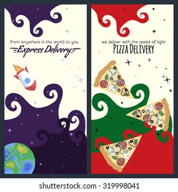 Banner set of express and pizza delivery.