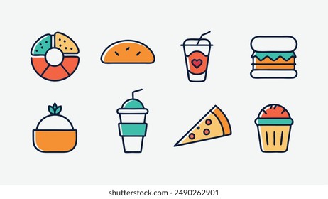 Banner of Set fast food doodles on chalkboard. Vector illustration. Perfect for menu or food package design.